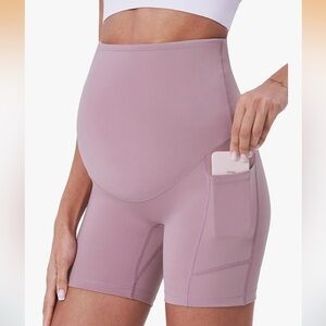 Poshdivah 5” Maternity Shorts in Pink